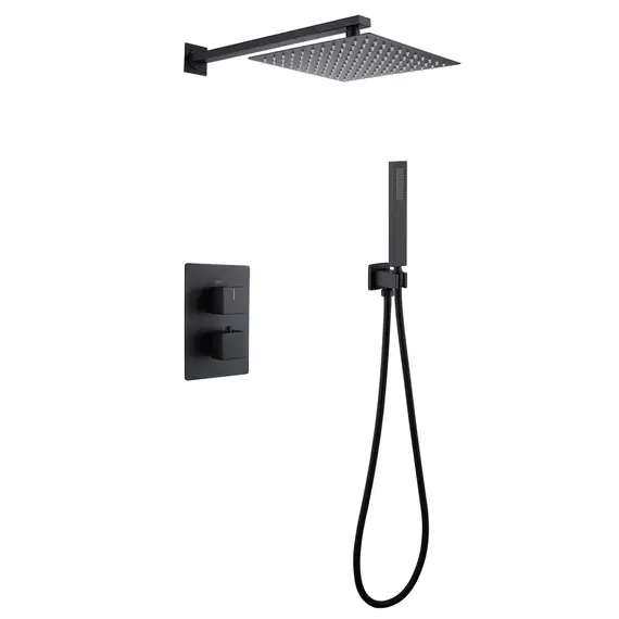 ДУШЕВАЯ СИСТЕМА ABBER DAHEIM AF8251B СКРЫТОГО МОНТАЖА БЕЗ ИЗЛИВА, ТЕРМОСТАТ, ЧЕРНАЯ МАТОВАЯ