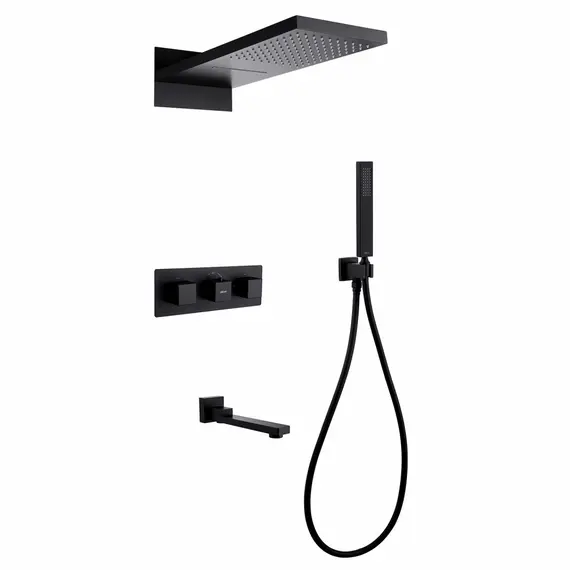 ДУШЕВАЯ СИСТЕМА ABBER DAHEIM AF8253B СКРЫТОГО МОНТАЖА С ИЗЛИВОМ, ТЕРМОСТАТ, ЧЕРНЫЙ МАТОВЫЙ