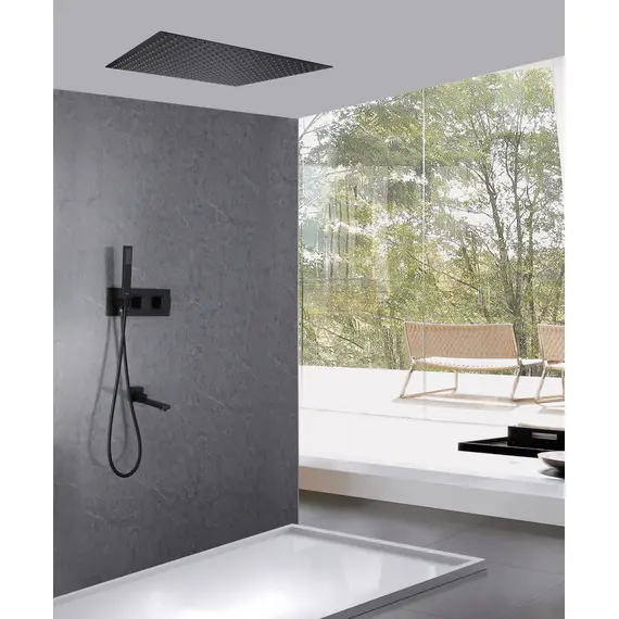 ДУШЕВАЯ СИСТЕМА ABBER DAHEIM AF8254B СКРЫТОГО МОНТАЖА С ИЗЛИВОМ, ТЕРМОСТАТ, ЧЕРНАЯ МАТОВАЯ