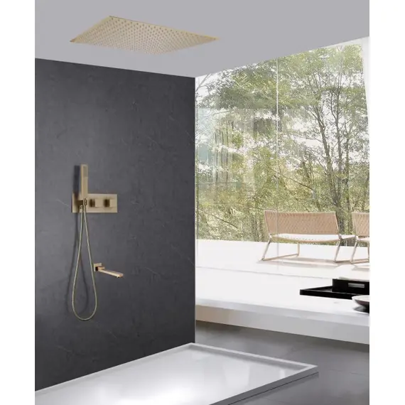 ДУШЕВАЯ СИСТЕМА ABBER DAHEIM AF8254G СКРЫТОГО МОНТАЖА С ИЗЛИВОМ, ТЕРМОСТАТ, ЗОЛОТО МАТОВОЕ