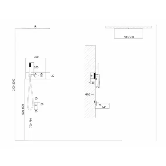 ДУШЕВАЯ СИСТЕМА ABBER DAHEIM AF8254W СКРЫТОГО МОНТАЖА С ИЗЛИВОМ, ТЕРМОСТАТ, БЕЛАЯ МАТОВАЯ
