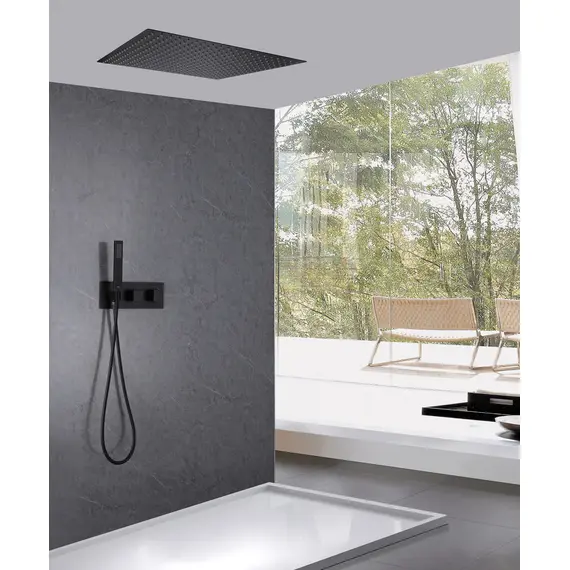 ДУШЕВАЯ СИСТЕМА ABBER DAHEIM AF8255B СКРЫТОГО МОНТАЖА БЕЗ ИЗЛИВА, ТЕРМОСТАТ, ЧЕРНАЯ МАТОВАЯ