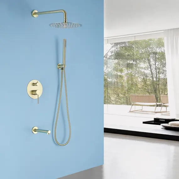 ДУШЕВАЯ СИСТЕМА ABBER EMOTION AF8817G СКРЫТОГО МОНТАЖА С ИЗЛИВОМ, ЗОЛОТО МАТОВОЕ