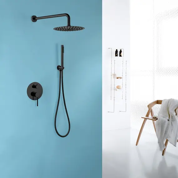 ДУШЕВАЯ СИСТЕМА ABBER EMOTION AF8818B СКРЫТОГО МОНТАЖА БЕЗ ИЗЛИВА, ЧЕРНАЯ МАТОВАЯ