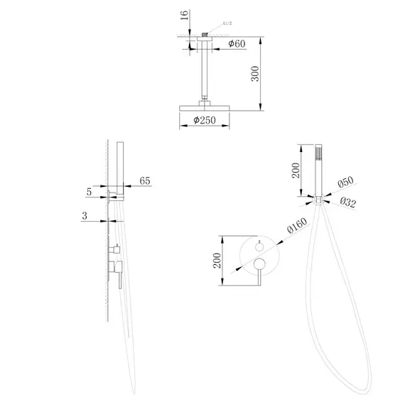 ДУШЕВАЯ СИСТЕМА ABBER EMOTION AF8821G СКРЫТОГО МОНТАЖА БЕЗ ИЗЛИВА, ЗОЛОТО МАТОВОЕ