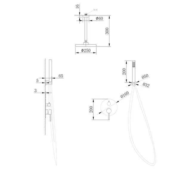 ДУШЕВАЯ СИСТЕМА ABBER EMOTION AF8821NG СКРЫТОГО МОНТАЖА БЕЗ ИЗЛИВА, НИКЕЛЬ