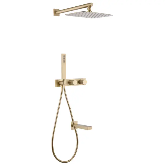 ДУШЕВАЯ СИСТЕМА ABBER RUND AF8717G СКРЫТОГО МОНТАЖА С ИЗЛИВОМ, ЗОЛОТОЕ МАТОВОЕ