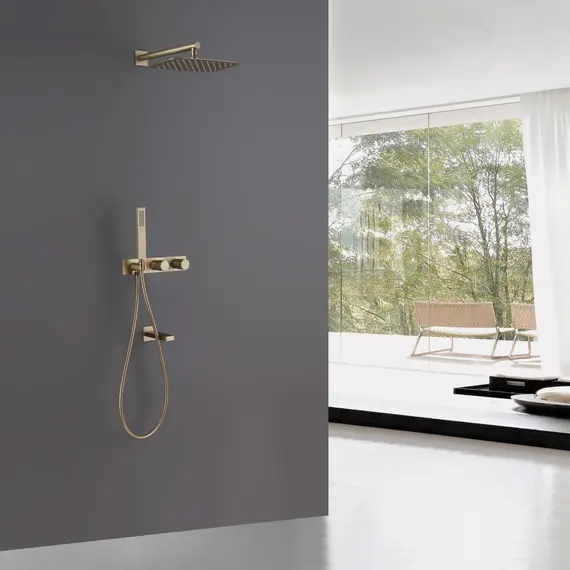 ДУШЕВАЯ СИСТЕМА ABBER RUND AF8717G СКРЫТОГО МОНТАЖА С ИЗЛИВОМ, ЗОЛОТОЕ МАТОВОЕ