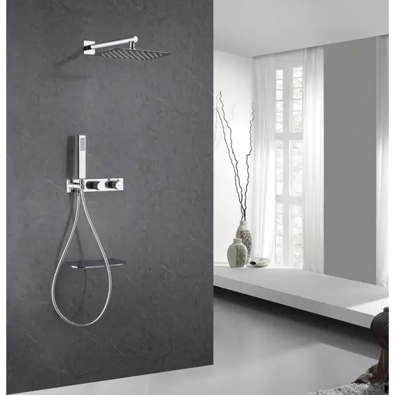 ДУШЕВАЯ СИСТЕМА ABBER RUND AF8750 СКРЫТОГО МОНТАЖА С ИЗЛИВОМ, ТЕРМОСТАТ, ХРОМ