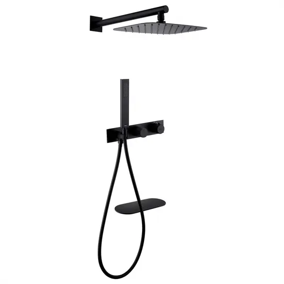 ДУШЕВАЯ СИСТЕМА ABBER RUND AF8750B СКРЫТОГО МОНТАЖА С ИЗЛИВОМ, ТЕРМОСТАТ, ЧЕРНАЯ МАТОВАЯ