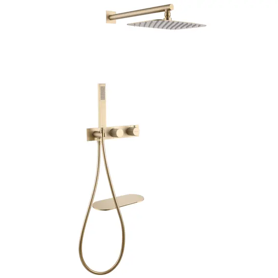 ДУШЕВАЯ СИСТЕМА ABBER RUND AF8750G СКРЫТОГО МОНТАЖА С ИЗЛИВОМ, ТЕРМОСТАТ, ЗОЛОТО МАТОВОЕ