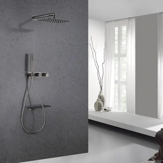 ДУШЕВАЯ СИСТЕМА ABBER RUND AF8750NG СКРЫТОГО МОНТАЖА С ИЗЛИВОМ, ТЕРМОСТАТ, НИКЕЛЬ