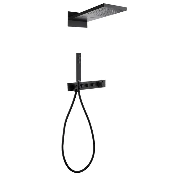 ДУШЕВАЯ СИСТЕМА ABBER RUND AF8752B СКРЫТОГО МОНТАЖА БЕЗ ИЗЛИВА, ТЕРМОСТАТ, ЧЕРНАЯ МАТОВАЯ