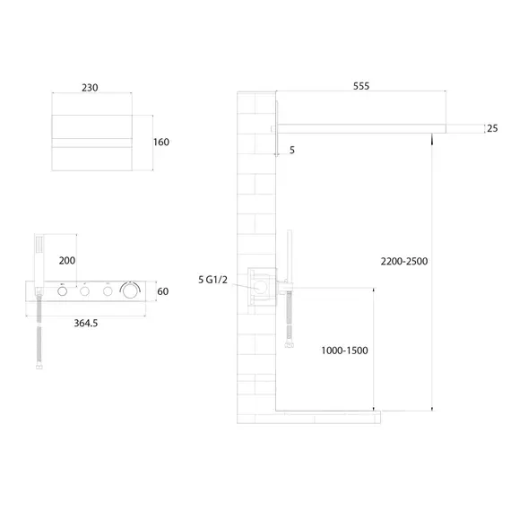 ДУШЕВАЯ СИСТЕМА ABBER RUND AF8752SP СКРЫТОГО МОНТАЖА БЕЗ ИЗЛИВА, ТЕРМОСТАТ, САТИН