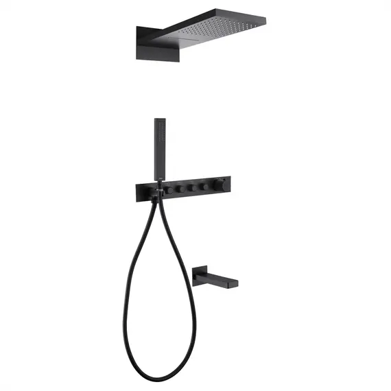 ДУШЕВАЯ СИСТЕМА ABBER RUND AF8753B СКРЫТОГО МОНТАЖА С ИЗЛИВОМ, ТЕРМОСТАТ, ЧЕРНАЯ МАТОВАЯ