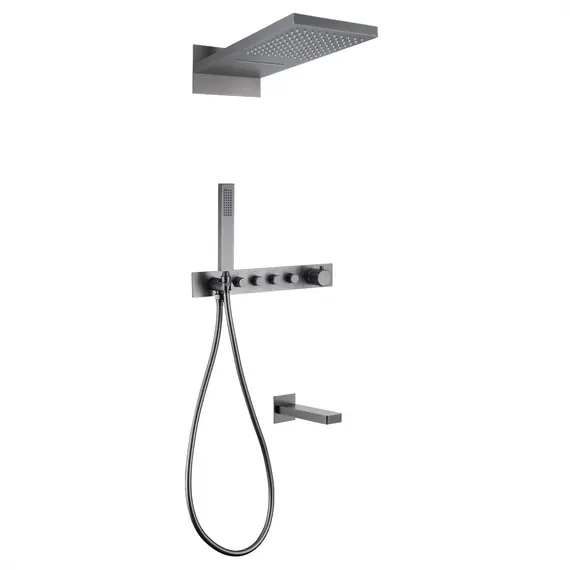 ДУШЕВАЯ СИСТЕМА ABBER RUND AF8753NG СКРЫТОГО МОНТАЖА С ИЗЛИВОМ, ТЕРМОСТАТ, НИКЕЛЬ