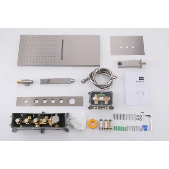 ДУШЕВАЯ СИСТЕМА ABBER RUND AF8753SP СКРЫТОГО МОНТАЖА С ИЗЛИВОМ, ТЕРМОСТАТ, САТИН