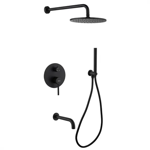 ДУШЕВАЯ СИСТЕМА ABBER WASSER KREIS AF8117B СКРЫТОГО МОНТАЖА С ИЗЛИВОМ, ЧЕРНАЯ МАТОВАЯ