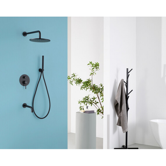 ДУШЕВАЯ СИСТЕМА ABBER WASSER KREIS AF8117B СКРЫТОГО МОНТАЖА С ИЗЛИВОМ, ЧЕРНАЯ МАТОВАЯ