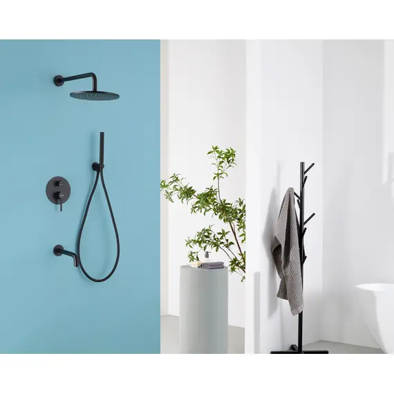 ДУШЕВАЯ СИСТЕМА ABBER WASSER KREIS AF8117B СКРЫТОГО МОНТАЖА С ИЗЛИВОМ, ЧЕРНАЯ МАТОВАЯ