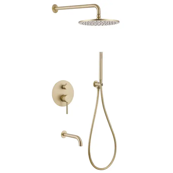 ДУШЕВАЯ СИСТЕМА ABBER WASSER KREIS AF8117G СКРЫТОГО МОНТАЖА С ИЗЛИВОМ, ЗОЛОТО МАТОВОЕ