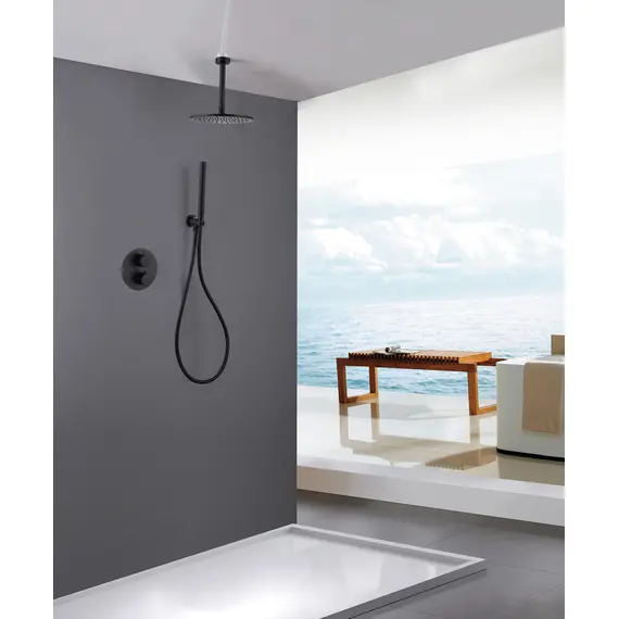 ДУШЕВАЯ СИСТЕМА ABBER WASSER KREIS AF8121B СКРЫТОГО МОНТАЖА БЕЗ ИЗЛИВА, ЧЕРНАЯ МАТОВАЯ