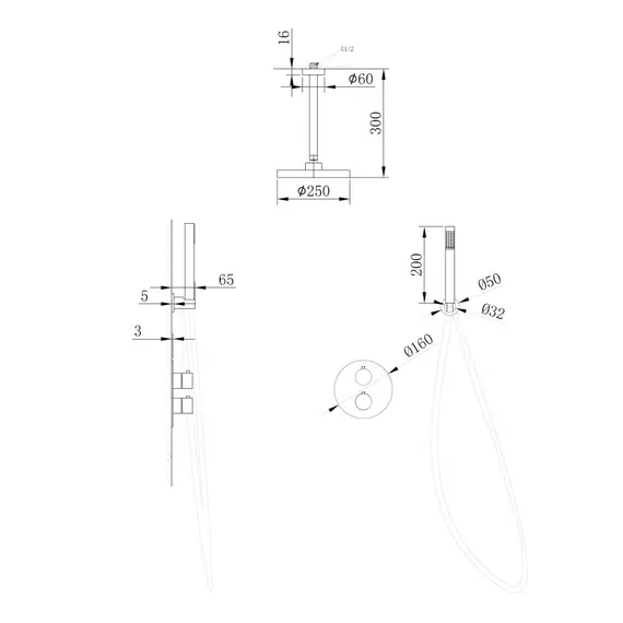 ДУШЕВАЯ СИСТЕМА ABBER WASSER KREIS AF8121NG СКРЫТОГО МОНТАЖА БЕЗ ИЗЛИВА, НИКЕЛЬ