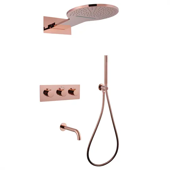 ДУШЕВАЯ СИСТЕМА ABBER WASSER KREIS AF8150RG СКРЫТОГО МОНТАЖА С ИЗЛИВОМ, ТЕРМОСТАТ, РОЗОВОЕ ЗОЛОТО