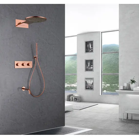 ДУШЕВАЯ СИСТЕМА ABBER WASSER KREIS AF8150RG СКРЫТОГО МОНТАЖА С ИЗЛИВОМ, ТЕРМОСТАТ, РОЗОВОЕ ЗОЛОТО