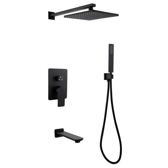 ДУШЕВАЯ СИСТЕМА ABBER WEISS INSEL AF8017B СКРЫТОГО МОНТАЖА С ИЗЛИВОМ, ЧЕРНАЯ МАТОВАЯ