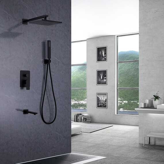 ДУШЕВАЯ СИСТЕМА ABBER WEISS INSEL AF8017B СКРЫТОГО МОНТАЖА С ИЗЛИВОМ, ЧЕРНАЯ МАТОВАЯ