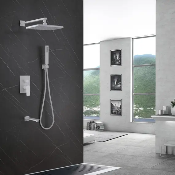 ДУШЕВАЯ СИСТЕМА ABBER WEISS INSEL AF8017FW СКРЫТОГО МОНТАЖА С ИЗЛИВОМ, БЕЛЫЙ МАТОВЫЙ