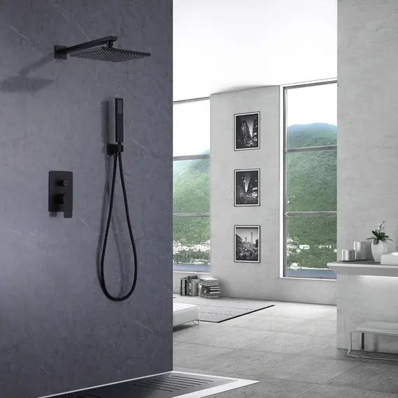 ДУШЕВАЯ СИСТЕМА ABBER WEISS INSEL AF8018B СКРЫТОГО МОНТАЖА БЕЗ ИЗЛИВА, ЧЕРНАЯ МАТОВАЯ