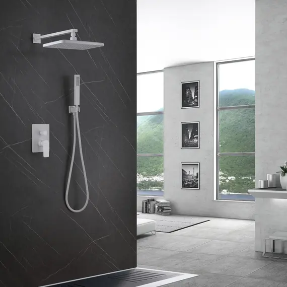 ДУШЕВАЯ СИСТЕМА ABBER WEISS INSEL AF8018FW СКРЫТОГО МОНТАЖА БЕЗ ИЗЛИВА, БЕЛЫЙ МАТОВЫЙ