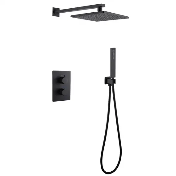 ДУШЕВАЯ СИСТЕМА ABBER WEISS INSEL AF8051B СКРЫТОГО МОНТАЖА БЕЗ ИЗЛИВА, ТЕРМОСТАТ, ЧЕРНЫЙ МАТОВЫЙ