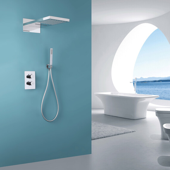 ДУШЕВАЯ СИСТЕМА ABBER WEISS INSEL AF8052 СКРЫТОГО МОНТАЖА БЕЗ ИЗЛИВА, ТЕРМОСТАТ, ХРОМ