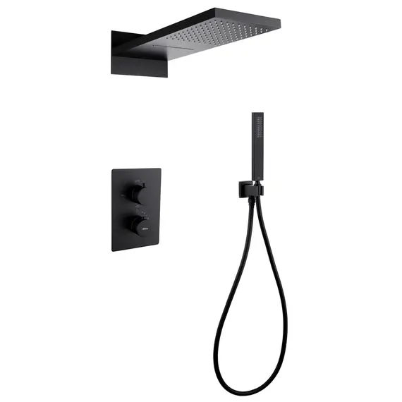 ДУШЕВАЯ СИСТЕМА ABBER WEISS INSEL AF8052B СКРЫТОГО МОНТАЖА БЕЗ ИЗЛИВА, ТЕРМОСТАТ, ЧЕРНАЯ МАТОВАЯ