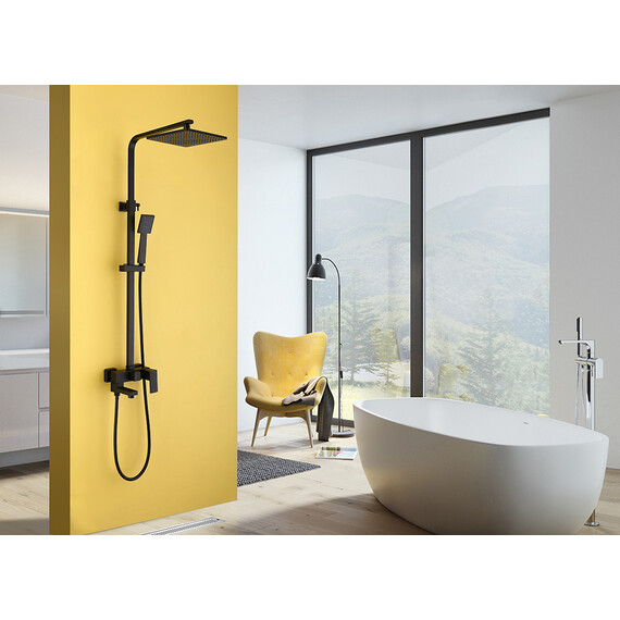 ДУШЕВАЯ СТОЙКА ABBER DAHEIM AF8216BL С ИЗЛИВОМ, ЧЕРНЫЙ МАТОВЫЙ