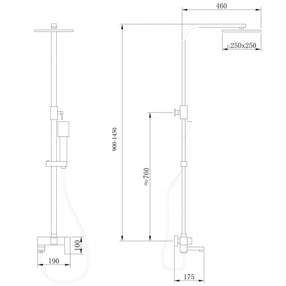 ДУШЕВАЯ СТОЙКА ABBER DAHEIM AF8216BL С ИЗЛИВОМ, ЧЕРНЫЙ МАТОВЫЙ