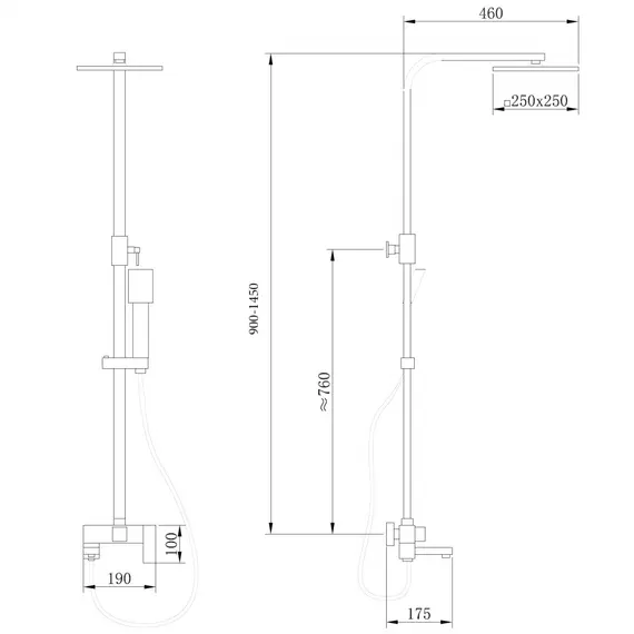 ДУШЕВАЯ СТОЙКА ABBER DAHEIM AF8216BL С ИЗЛИВОМ, ЧЕРНЫЙ МАТОВЫЙ
