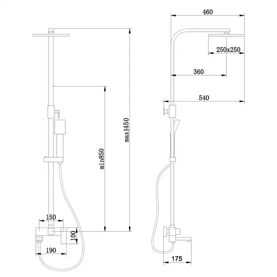 ДУШЕВАЯ СТОЙКА ABBER DAHEIM AF8216GL С ИЗЛИВОМ, ЗОЛОТО МАТОВОЕ
