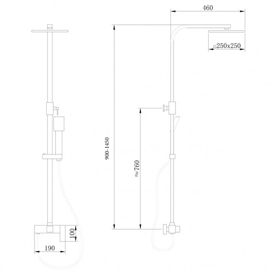 ДУШЕВАЯ СТОЙКА ABBER DAHEIM AF8220L БЕЗ ИЗЛИВА, ХРОМ