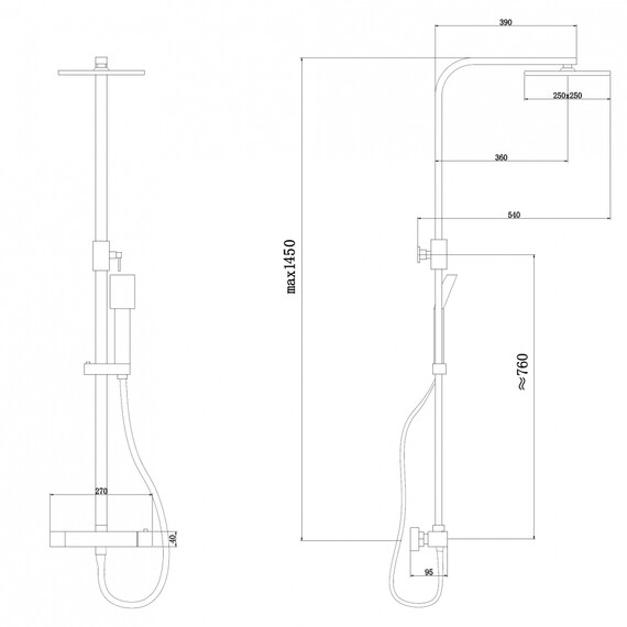 ДУШЕВАЯ СТОЙКА ABBER DAHEIM AF8260GL С ТЕРМОСТАТОМ БЕЗ ИЗЛИВА, ЗОЛОТО МАТОВОЕ