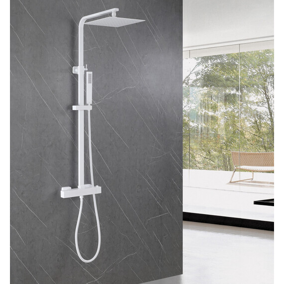 ДУШЕВАЯ СТОЙКА ABBER DAHEIM AF8260WL С ТЕРМОСТАТОМ БЕЗ ИЗЛИВА, БЕЛЫЙ МАТОВЫЙ