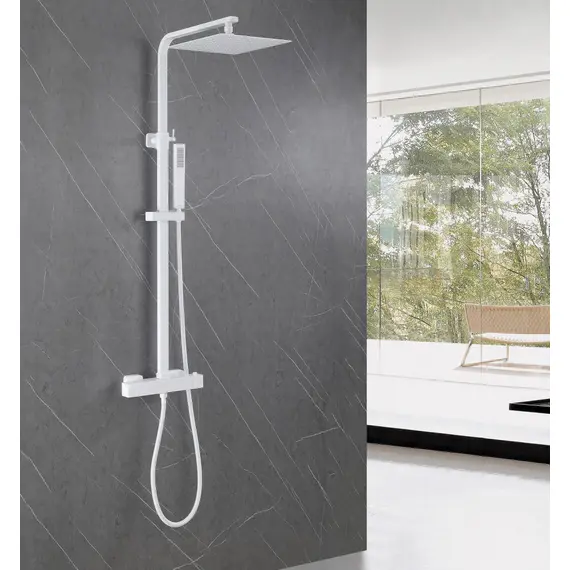 ДУШЕВАЯ СТОЙКА ABBER DAHEIM AF8260WL С ТЕРМОСТАТОМ БЕЗ ИЗЛИВА, БЕЛЫЙ МАТОВЫЙ