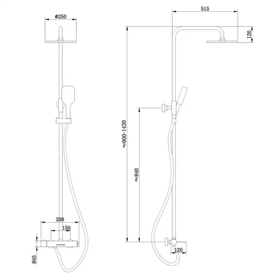 ДУШЕВАЯ СТОЙКА ABBER EMOTION AF8816L С ИЗЛИВОМ, ХРОМ