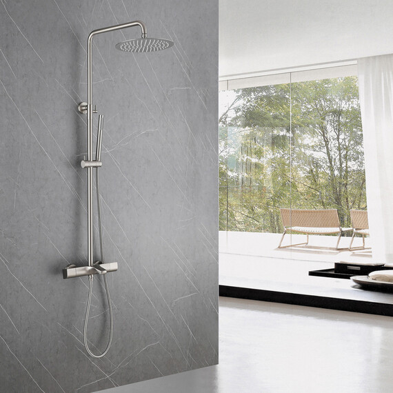 ДУШЕВАЯ СТОЙКА ABBER THERMOSTAT AF8516SPL С ТЕРМОСТАТОМ И ИЗЛИВОМ, САТИН