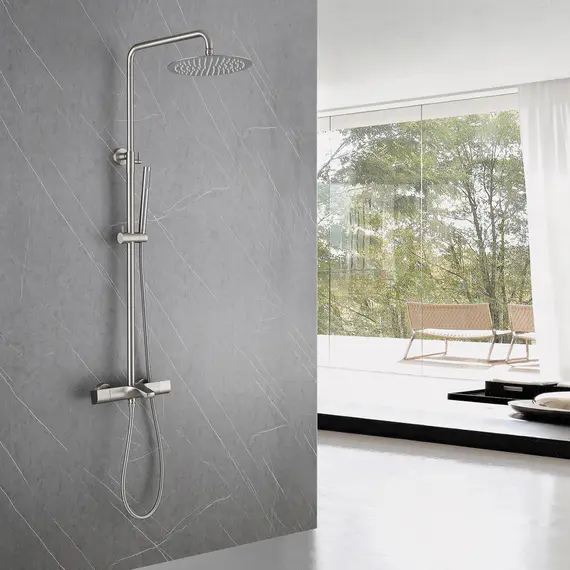 ДУШЕВАЯ СТОЙКА ABBER THERMOSTAT AF8516SPL С ТЕРМОСТАТОМ И ИЗЛИВОМ, САТИН