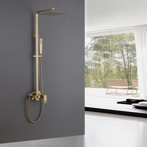 ДУШЕВАЯ СТОЙКА ABBER WASSERFALL AF8616G С ИЗЛИВОМ, ЗОЛОТО МАТОВОЕ