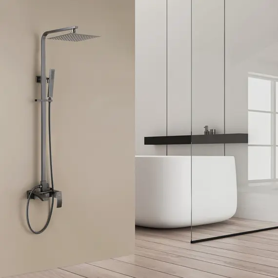 ДУШЕВАЯ СТОЙКА ABBER WASSERFALL AF8616NGL С ИЗЛИВОМ, НИКЕЛЬ